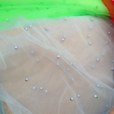 Ткань Сетка с жемчугом (голубой)